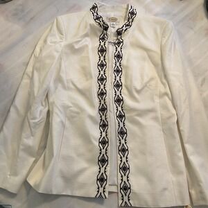 NWT Talbot's Woman's Sz 8 White W/Black Beaded Jacket New
